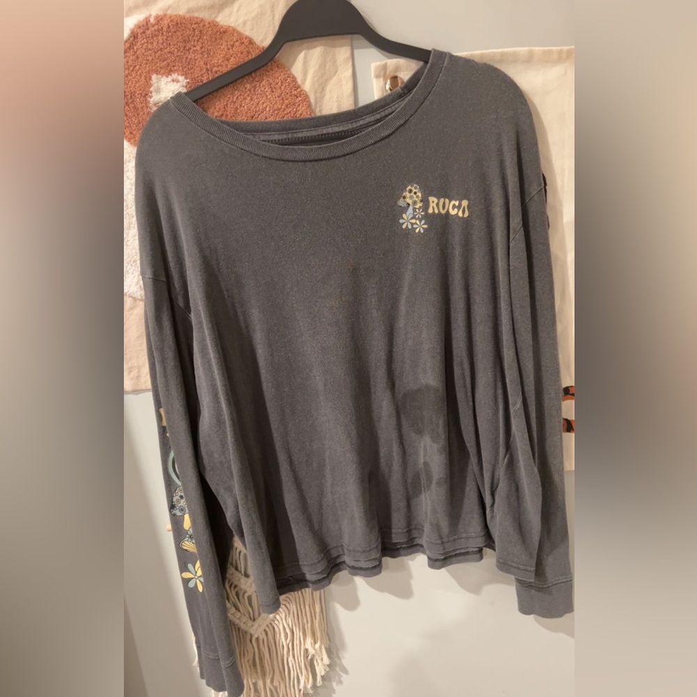 RVCA TRIPPY long sleeve with oil stain XL